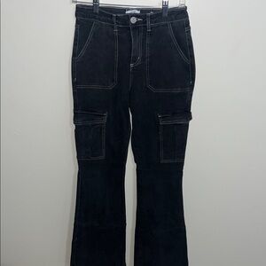 Forever 21 Black Flare Cargo Jeans